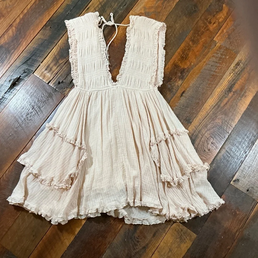 Free People Antoinette Mini Dress Pebble Ruffle Boho Size Small - Picture 9 of 11